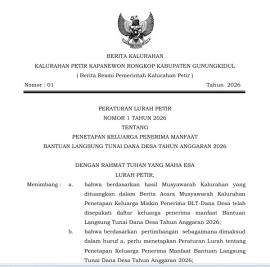 PERATURAN LURAH PETIR PENETAPAN KPM BLT-DD TAHUN 2026